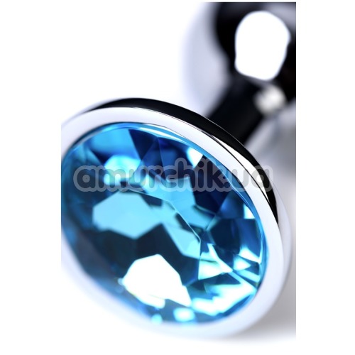Анальная пробка с голубым кристаллом Toyfa Metal 717001-14, серебряная 