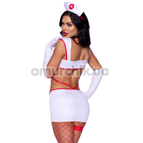 Костюм медсестри Leg Avenue Heartstopping Nurse Costume білий: сукня + чепчик + перчатки + гартер