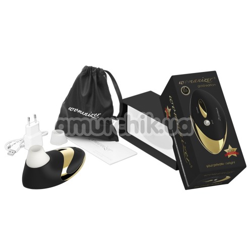 Симулятор орального сексу для жінок Womanizer W500 Pro, чорно-золотий