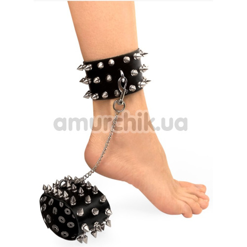 Фиксаторы для ног Art of Sex Rose Spiked Leather Legs Cuffs, черные