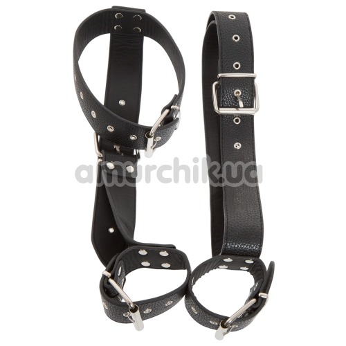 Бондажний набір Bad Kitty Naughty Toys Neck Restraint With Handcuffs, чорний