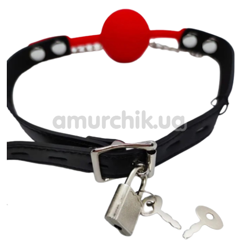 Кляп з затискачами для сосків DS Fetish Locking Gag With Nipple Clamps, червоно-чорний