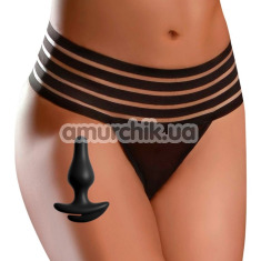 Трусики з анальною пробкою HookUp Panties Crotchless Love Garter, чорні - Фото №1