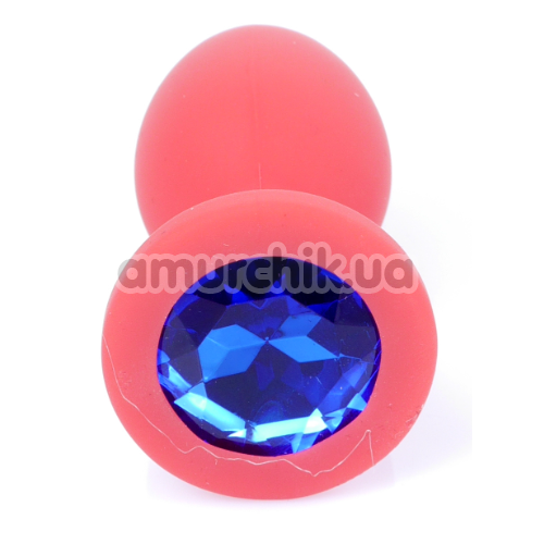 Анальная пробка с синим кристаллом Exclusivity Jewellery Silicon Plug S, светло-розовая