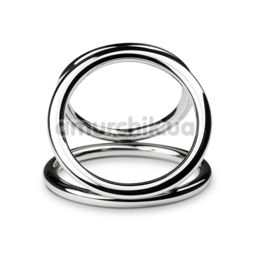 Эрекционное кольцо Unbendable Triad Chamber Metal Cock And Ball Ring L, серебряное