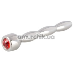 Уретральная вставка с красным кристаллом Penis Plug Jewellery Pin, серебряная - Фото №1