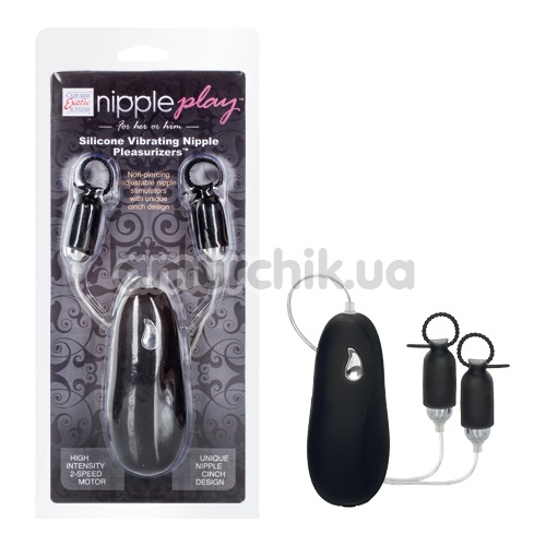 Зажимы для сосков с вибрацией Nipple Play Silicone Vibrating Nipple Pleasurizer, черные