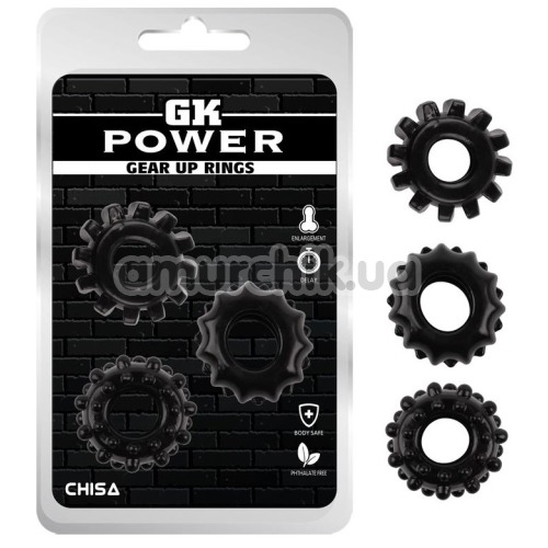 Набір з 3 ерекційних кілець GK Power Gear Up Rings, чорний