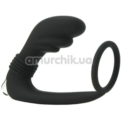 Вибростимулятор простаты с эрекционным кольцом Master Series Prostatic Play Cock Ring Vibrating Prostate, черный