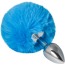 Анальная пробка с голубым хвостиком sLash Honey Bunny Tail S, серебряная - Фото №0
