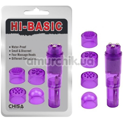Клиторальный вибратор с насадками Hi-Basic, фиолетовый