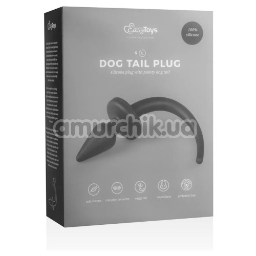Анальная пробка Easy Toys Dog Tail Plug Large, черная