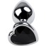 Анальна пробка з чорним кристалом Toyfa Metal Heart 717013-5, срібна - Фото №4