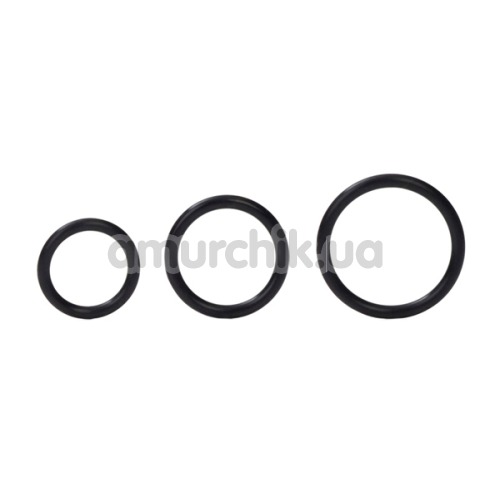 Набор эрекционных колец Silicone Support Rings, черный - Фото №1