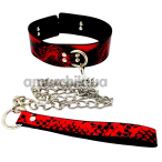 Ошейник с поводком DS Fetish Collar With Snake Skin, красно-черный - Фото №1