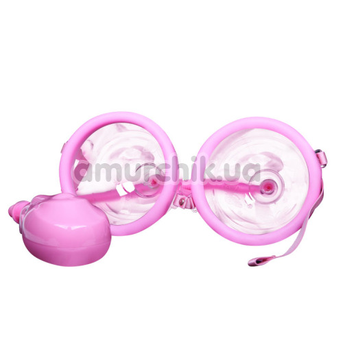 Вакуумная помпа для увеличения груди Breast Pump Enlarge With Twin Cups 014091-3, розовая