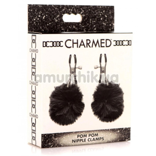 Затискачі для сосків з помпонами Charmed Pom Pom Nipple Clamps, чорні