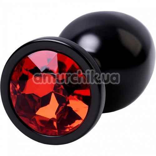 Анальная пробка с красным кристаллом Toyfa Metal 717008-59, черная