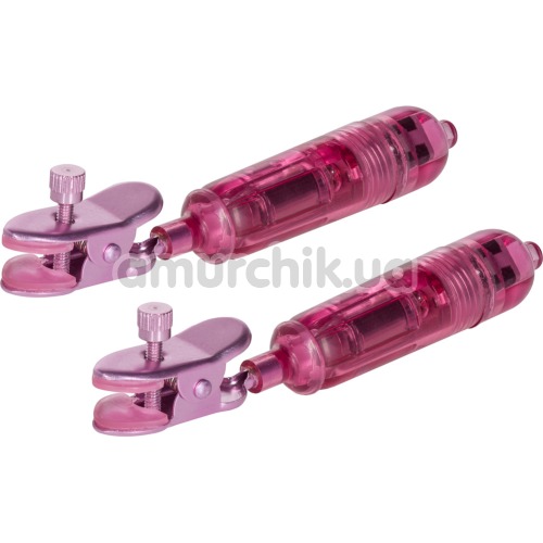 Зажимы для сосков с вибрацией Nipple Play One Touch Micro Vibro Clamps, розовые