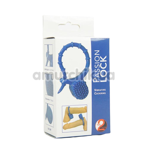Эрекционное кольцо Passion Lock Vibrating Cockring, голубое