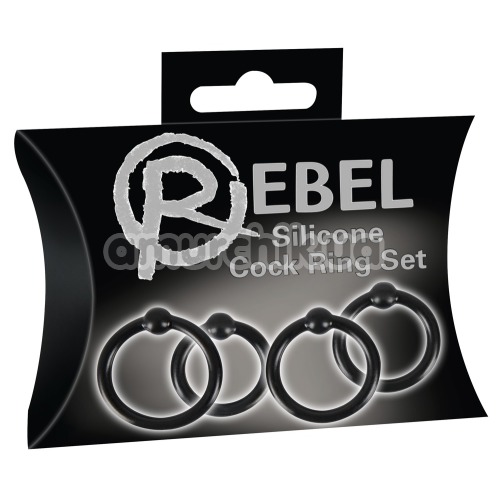 Набір з 4 ерекційних кілець Rebel Silicone Cock Ring Set, чорний