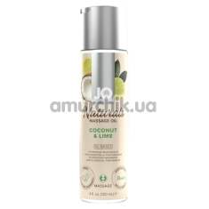 Масажна олія JO Naturals Massage Oil Coconut & Lime - кокос та лайм, 120 мл - Фото №1