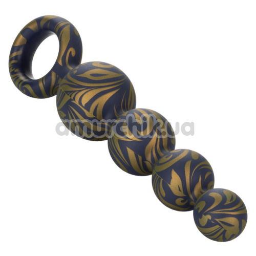 Анальная цепочка Naughty Bits Silicone Booty Beads, черно-золотая