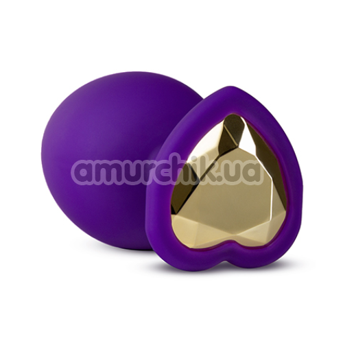 Анальная пробка с золотым кристаллом Temptasia Bling Plug Large, фиолетовая - Фото №1