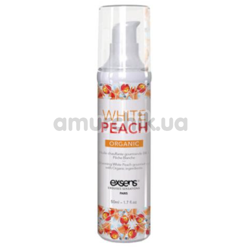 Массажное масло с согревающим эффектом Exsens Organic White Peach - белый персик, 50 мл - Фото №1