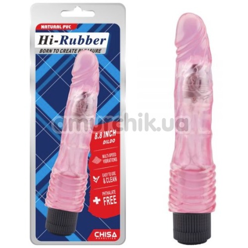 Вибратор Hi-Rubber 8.8 Inch Dildo с контурной головкой, розовый