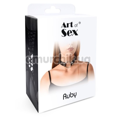 Чокер з кільцем і шипами Art of Sex Ruby, чорний