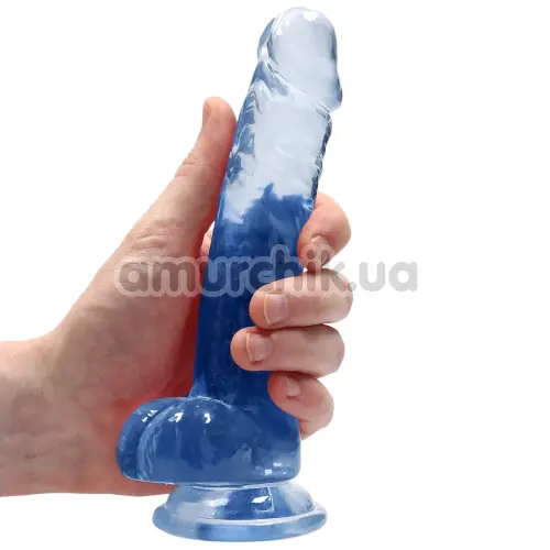 Фалоімітатор Realrock Crystal Clear Dildo Realistic 7, блакитний