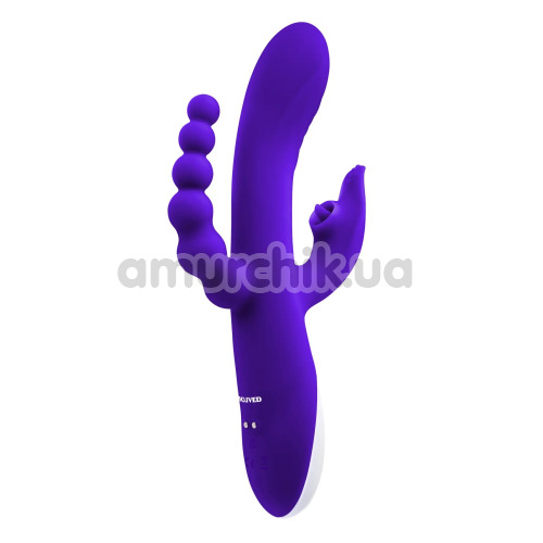 Анально-вагінально-кліторальний вібратор Evolved Lick Me, фіолетовий