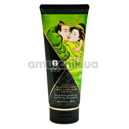 Крем для масажу Shunga Kissable Massage Cream Pear & Exotic Green Tea - груша і зелений чай, 200 мл