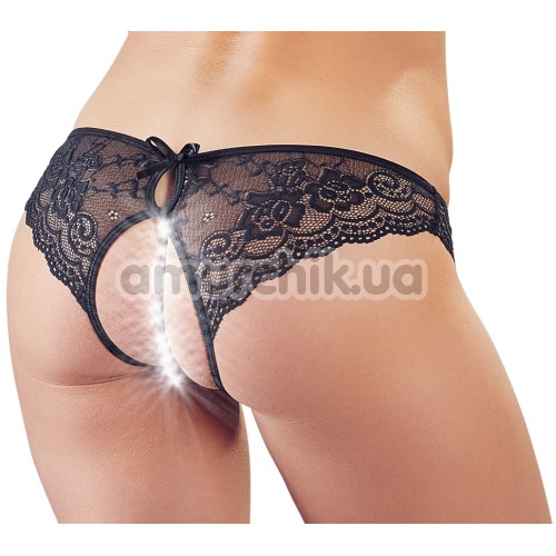 Трусики-стрінги Cottelli Collection Crotchless Lace Slip 2310813, чорні