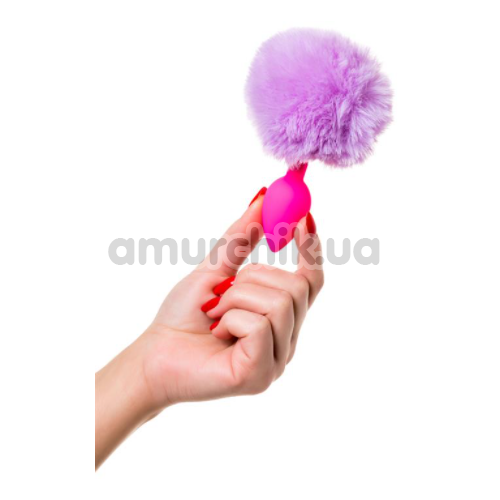 Анальная пробка с фиолетовым хвостиком ToDo Anal Plug Sweet Bunny, розовая