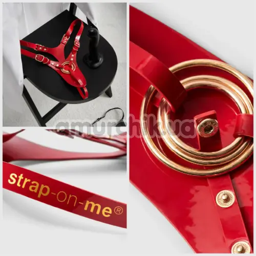 Трусики для страпона Strap-On-Me Leatherette Harness Fabulous, красные