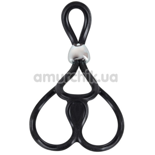 Эрекционное кольцо для члена Triple Ball And Cock Ring, черное - Фото №1