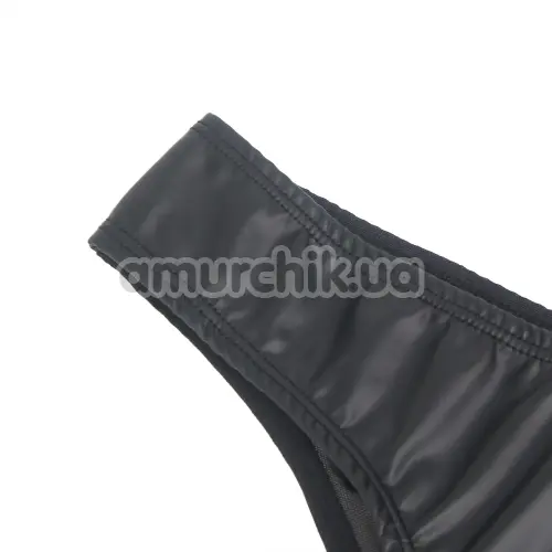 Трусики Star Night Wetlook Zipper Panties, чорні