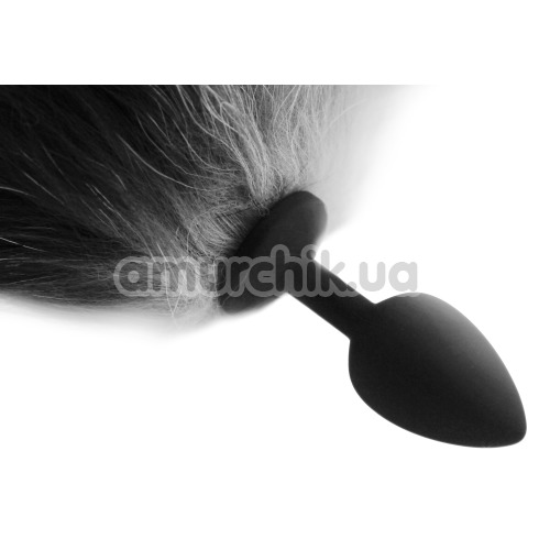 Анальна пробка з чорно-блакитним хвостом Horny Kitten, чорна