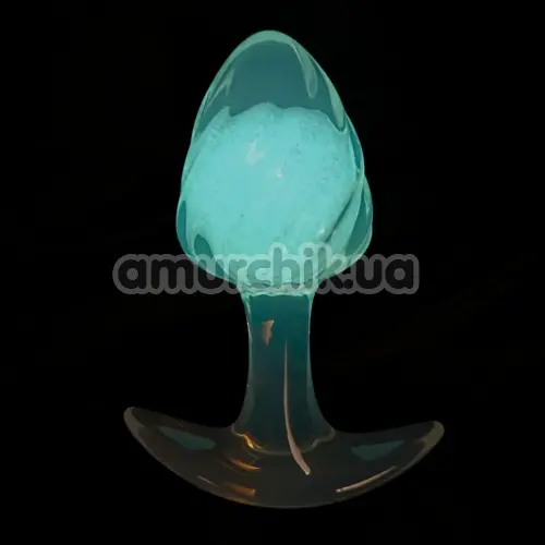 Анальная пробка Univibe Glow-In-Dark Ribbed S, фиолетовая