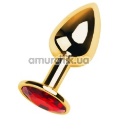 Анальна пробка з червоним кристалом Toyfa Metal 717004, золота - Фото №1