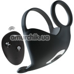 Виброкольцо со стимулятором мошонки Rebel Men's Gear Cock Ring With RC Ball Massager, черное - Фото №1