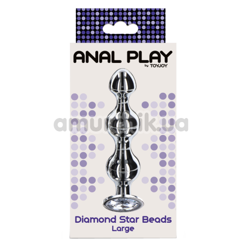 Анальный стимулятор Anal Play Diamond Star Beads Large, серебряный
