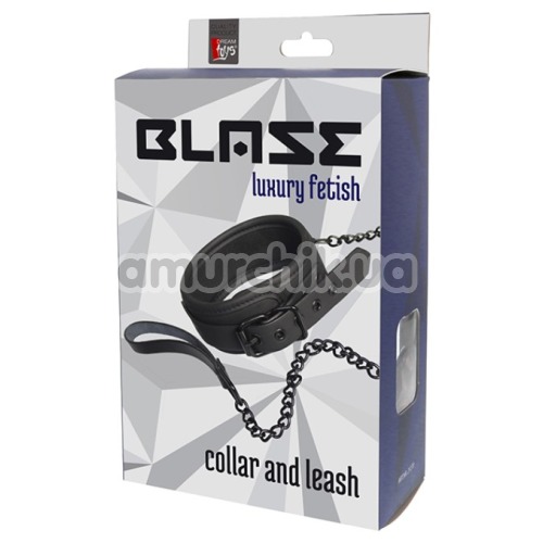 Ошейник с поводком Blaze Luxury Fetish Collar and Leash, черный