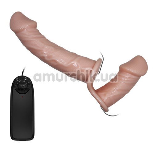 Двойной страпон с вибрацией Ultra Passion Harness Dual Penis Strap On, телесный