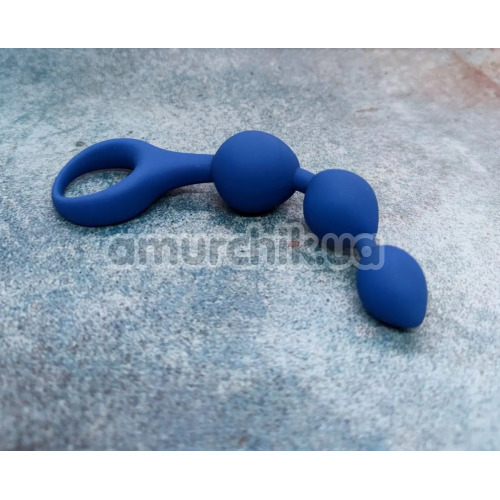 Анальная цепочка Loveshop Silicone Three Anal Beads, синяя