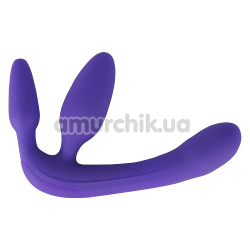 Безремневой страпон с вибрацией Triple Teaser Strapless Strap-On, фиолетовый - Фото №1