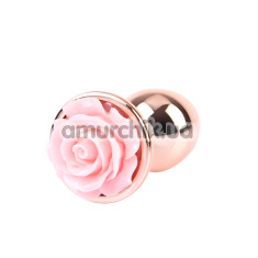 Анальная пробка с розовой розой Matrix Mont Spark Rose Anal Plug S, золотая - Фото №1