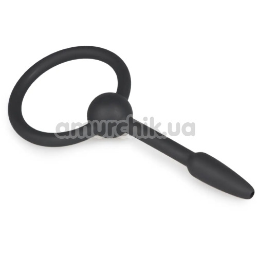 Уретральная вставка Small Silicone Penis Plug With Pull Ring, чёрная